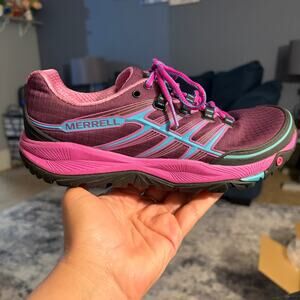 Merrell Trail Hiking Shoes Womens 7 Purple Blue Lightweight Outdoor Sneakers